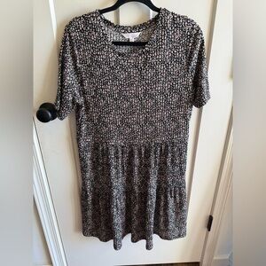 LC Lauren Conrad Black and Pink Leopard Print Top